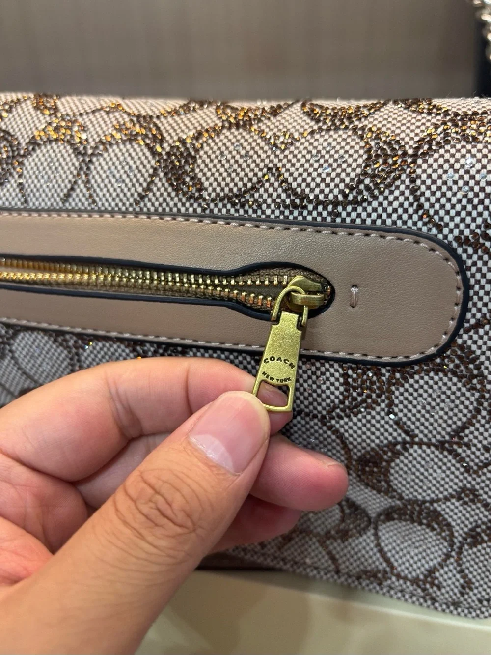 Coach White Signature Canvas Shoulder Bag with Gold 'C' Hardware